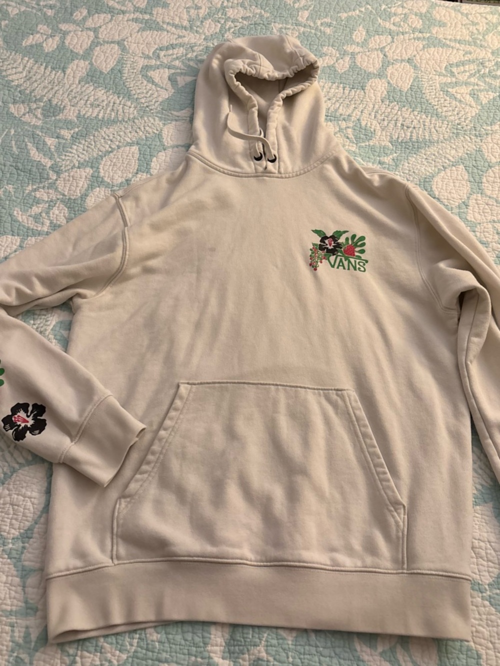 Vans Floral Logo Hoodie - Marshmallow- Men’s Med
